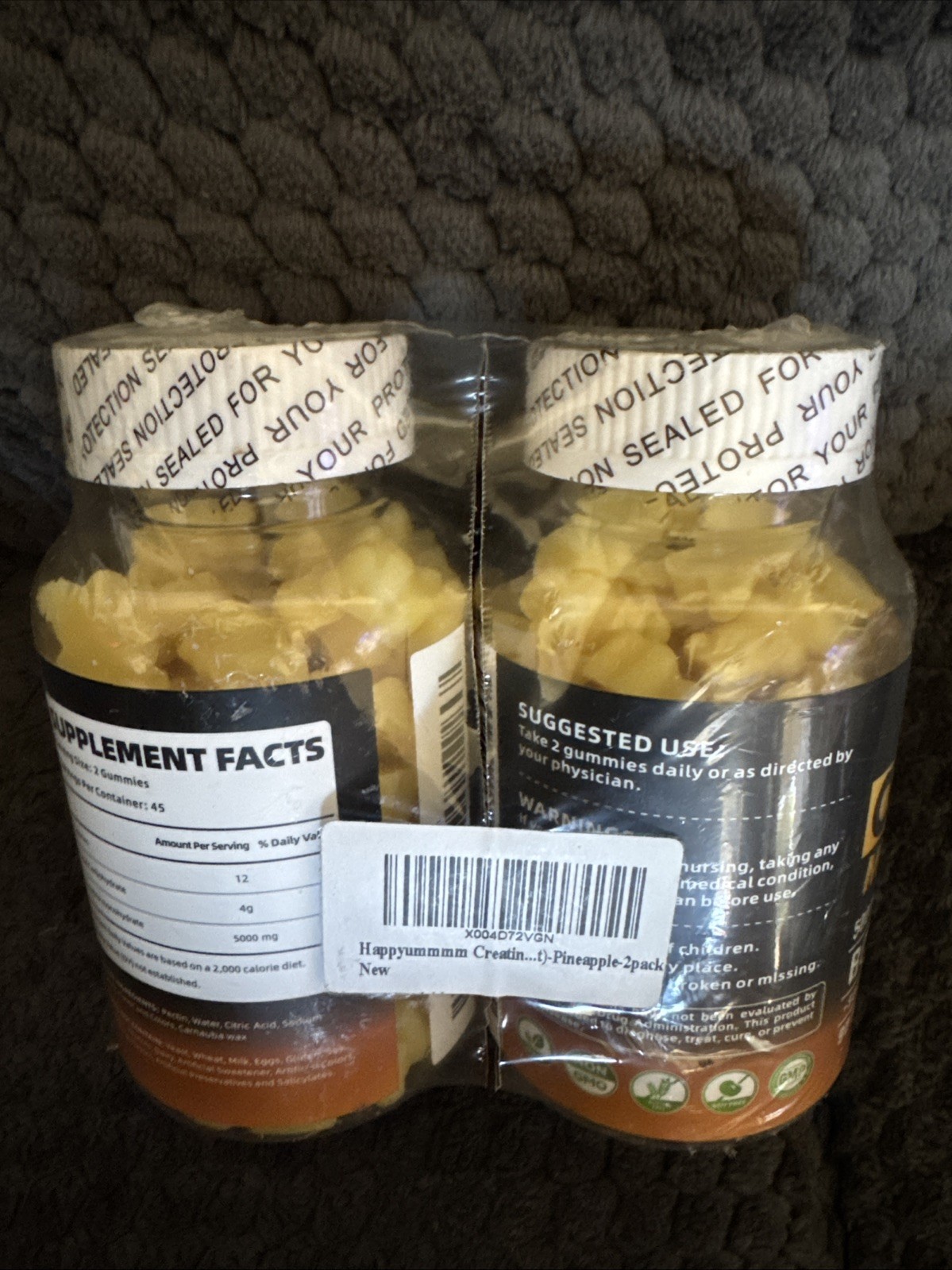 2x Creatine Monohydrate Gummies 5000mg Sugar Free Pineapple 180 Total EXP:10/26