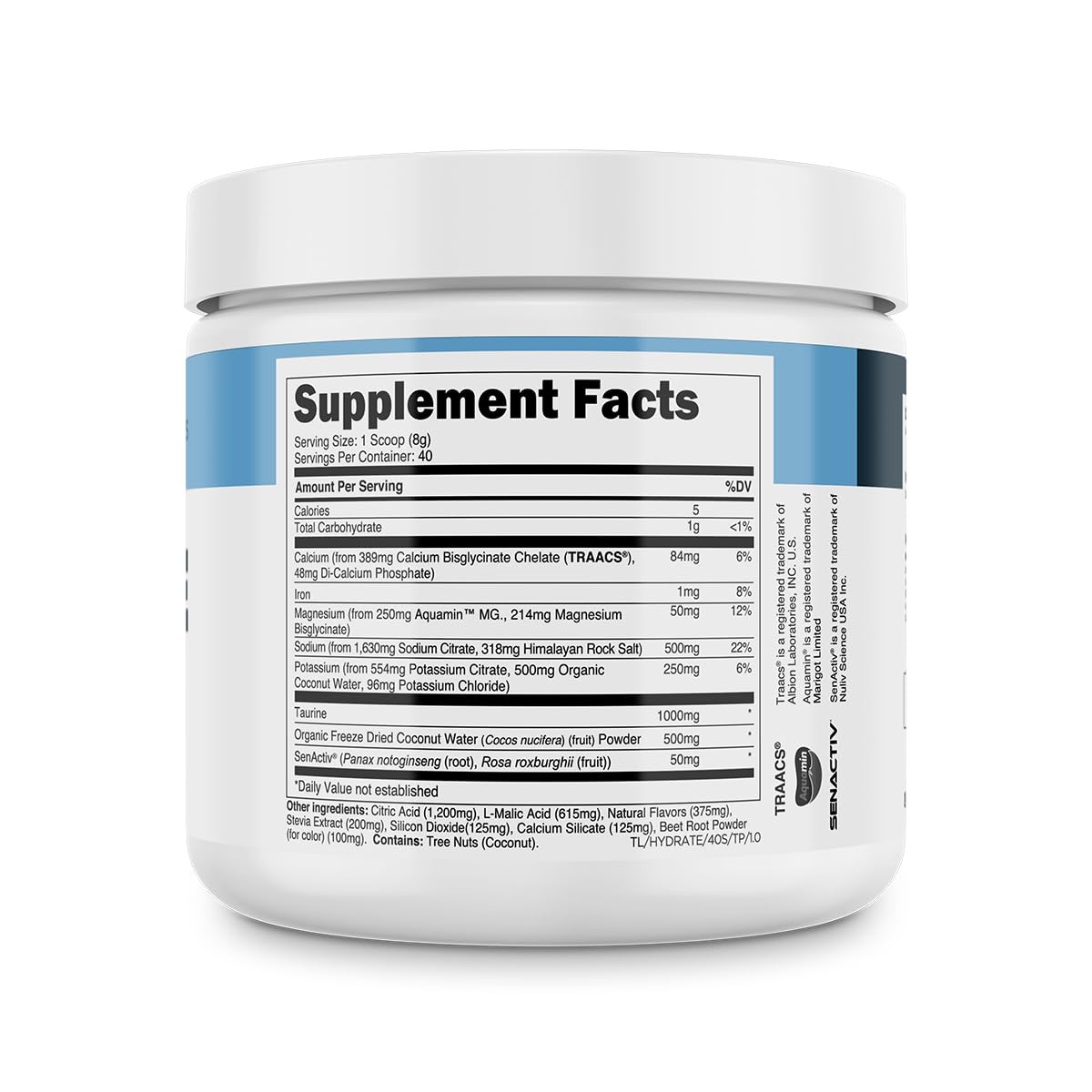 Transparent Labs Hydrate Naturally Sweetened Electrolytes Powder – Hydration