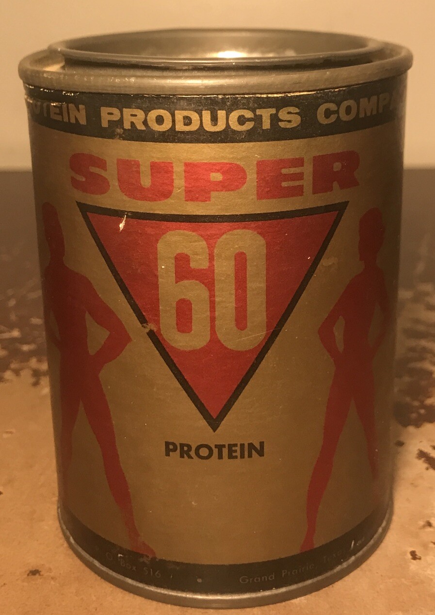 Vintage Protein Powder Container 11 Oz Super 60 Protein