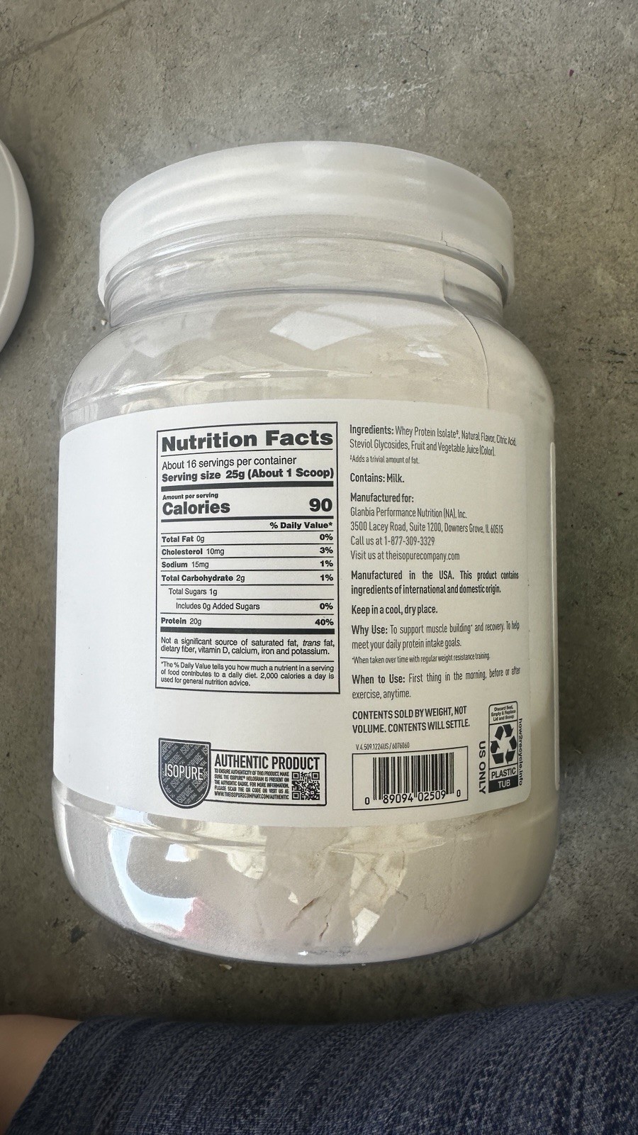 Isopure Low Carb Whey Protein Isolate Powder Tropical Punch 14.1oz Gluten-Free