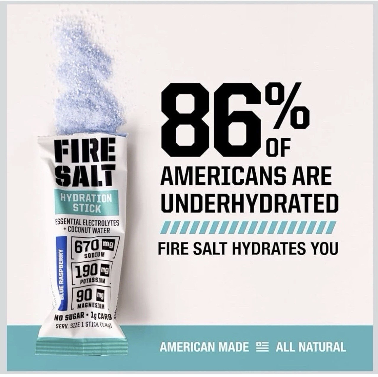 Fire Salt Electrolyte Hydration Powder Sticks Watermelon Sugar-Free Vegan 32ct