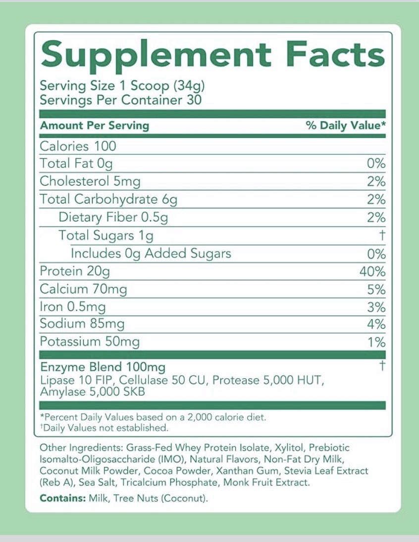 Clean Simple Eats Whey Protein Powder 20 Grams Protein 30 Srvs-Mint Chocolate