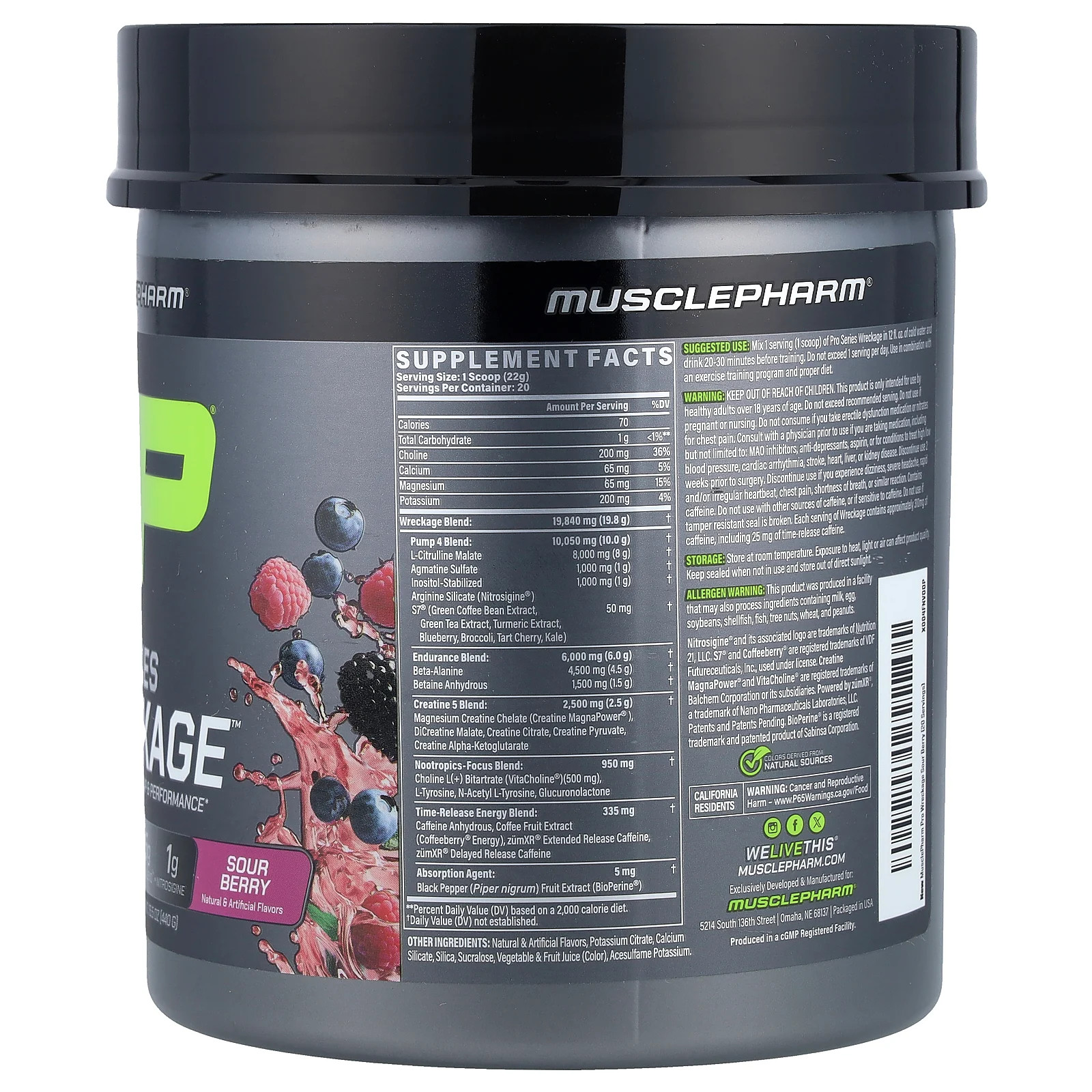Pro Series Wreckage™, Pre-Workout, Sour Berry, 15.5 oz (440 g)