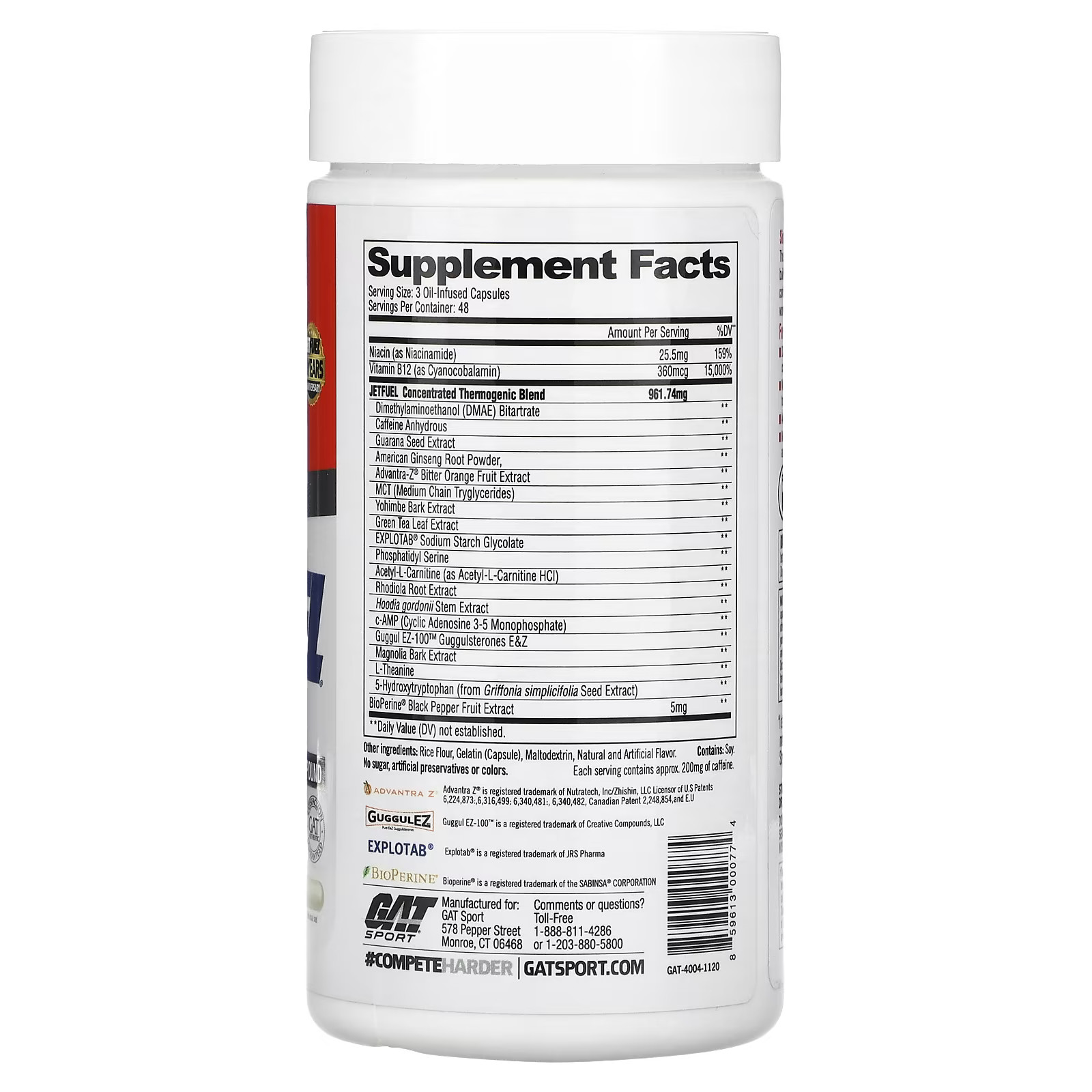 2 X GAT, JETFUEL Original, 144 Oil Infused Capsules