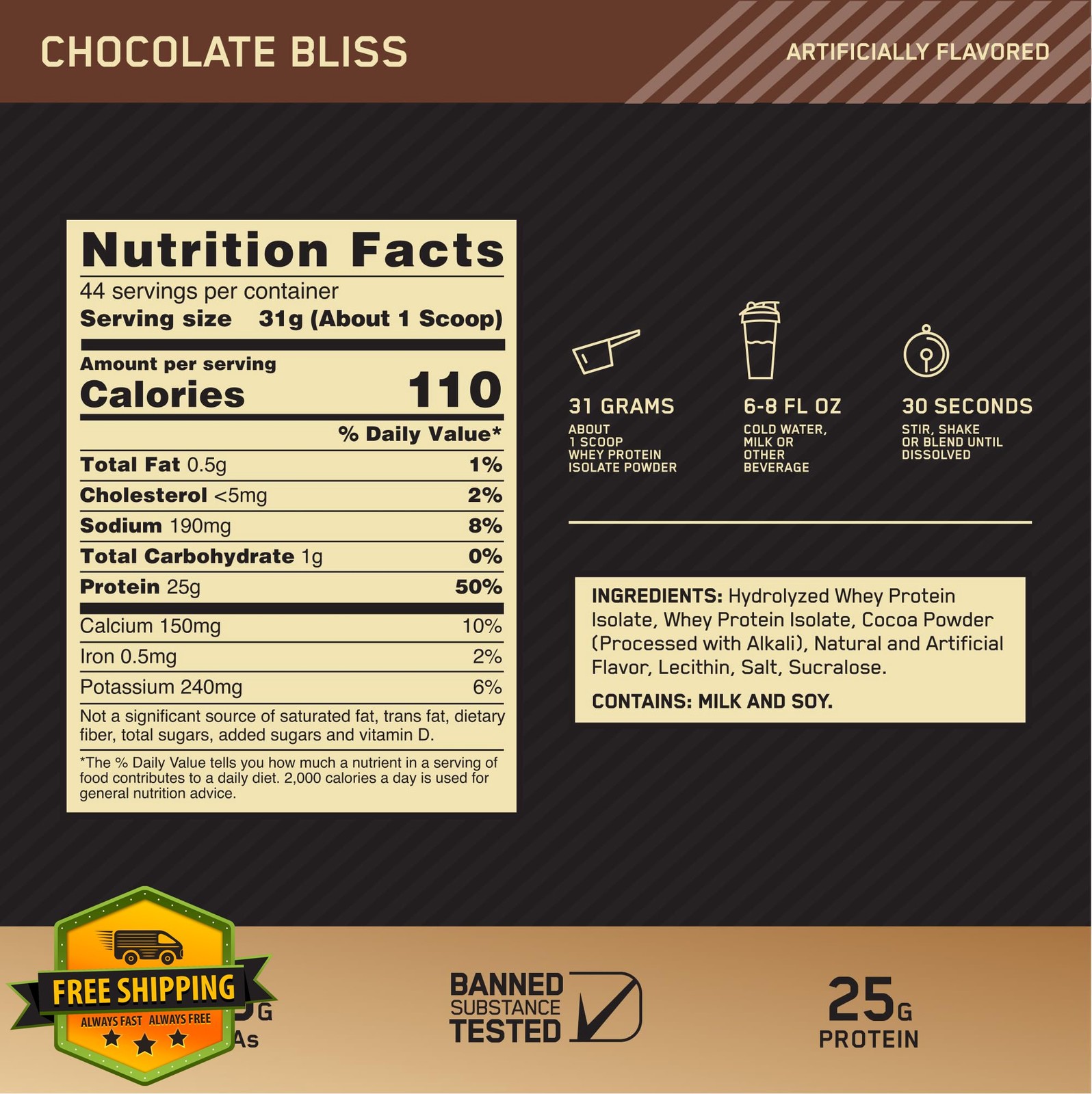 Optimum Nutrition Isolate Chocolate Bliss 3 Lb