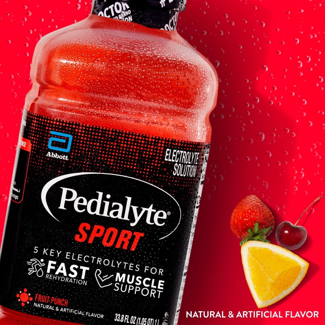 Pedialyte Sport Electrolyte Drink, Fast Hydration 33.8 Fl Oz (Pack of 4), Red