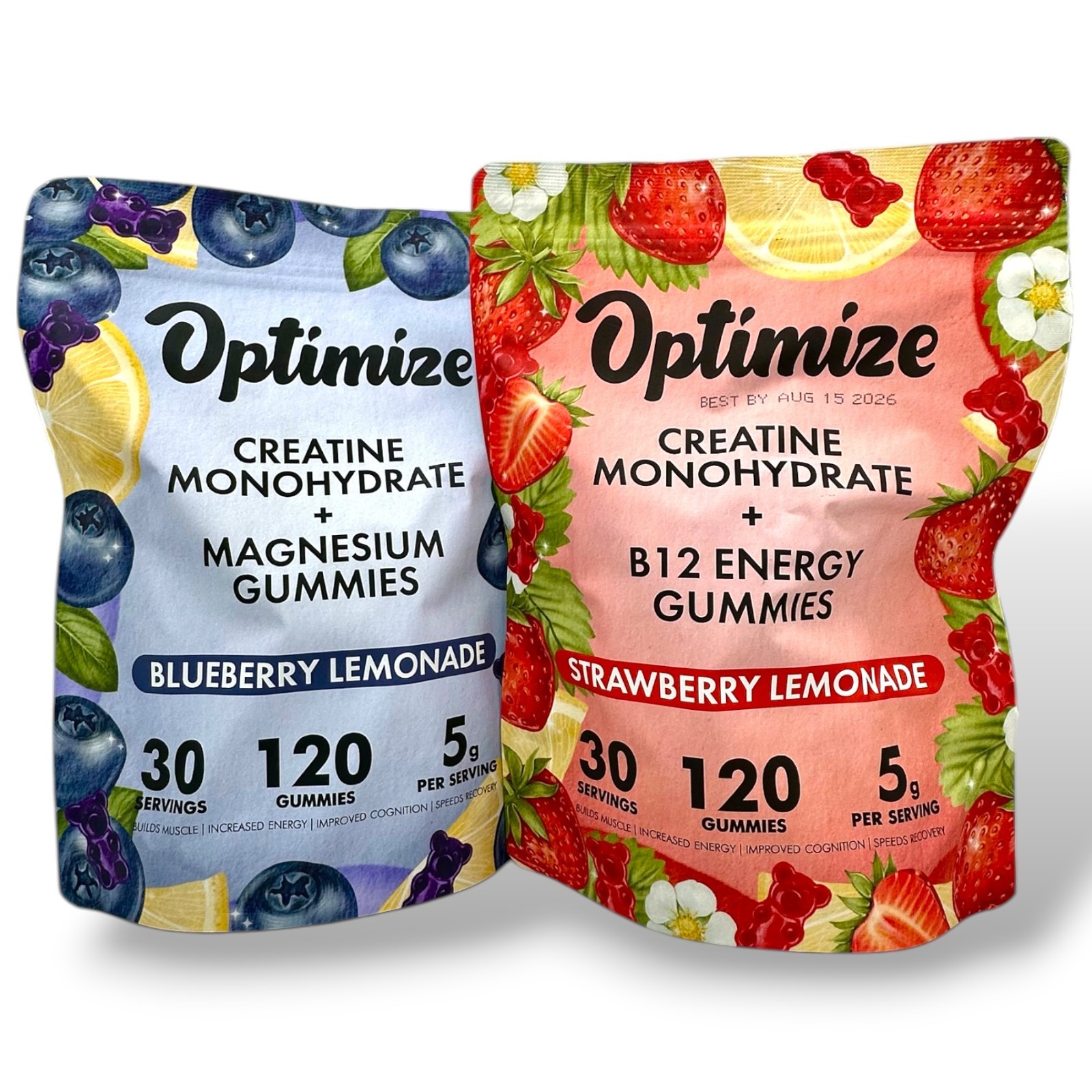 2 PACK Creatine Monohydrate Gummies – 240 Gummies w/ B12 + Magnesium Sugar Free