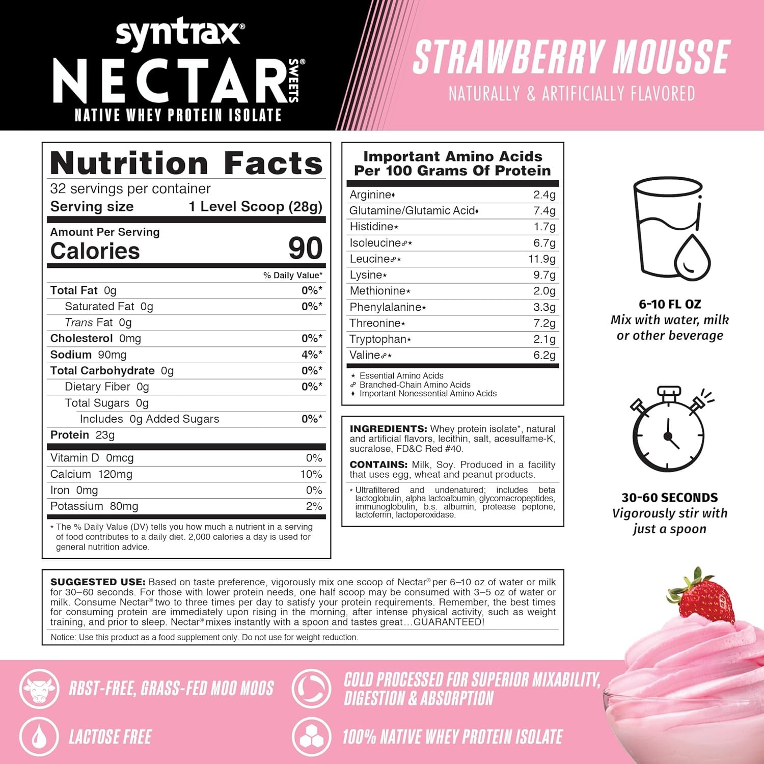 Syntrax Nectar Sweets 2lb Protein Powder – Strawberry Mousse