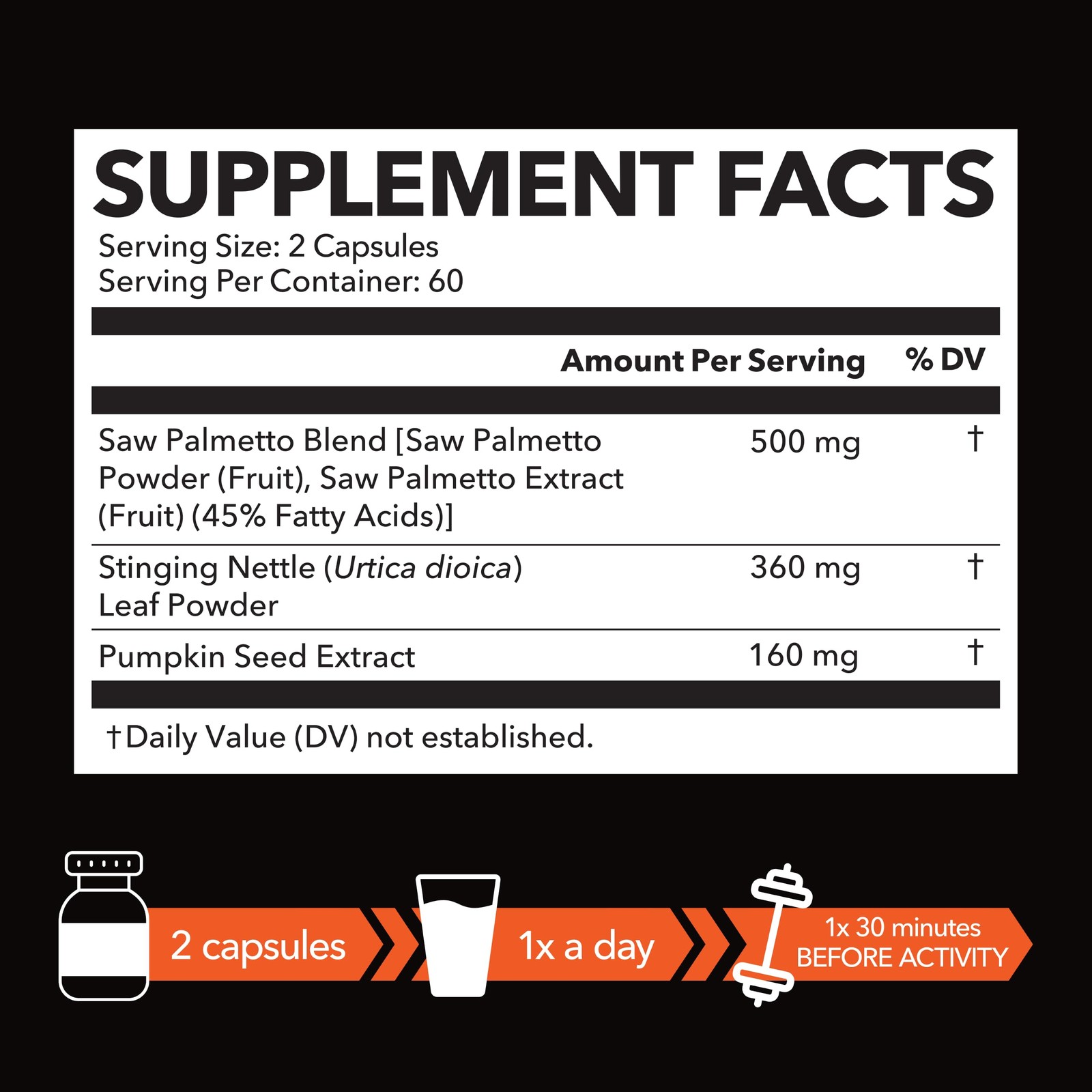 Saw Palmetto Supplement with Stinging Nettle and 120 Count (Pack of 1)