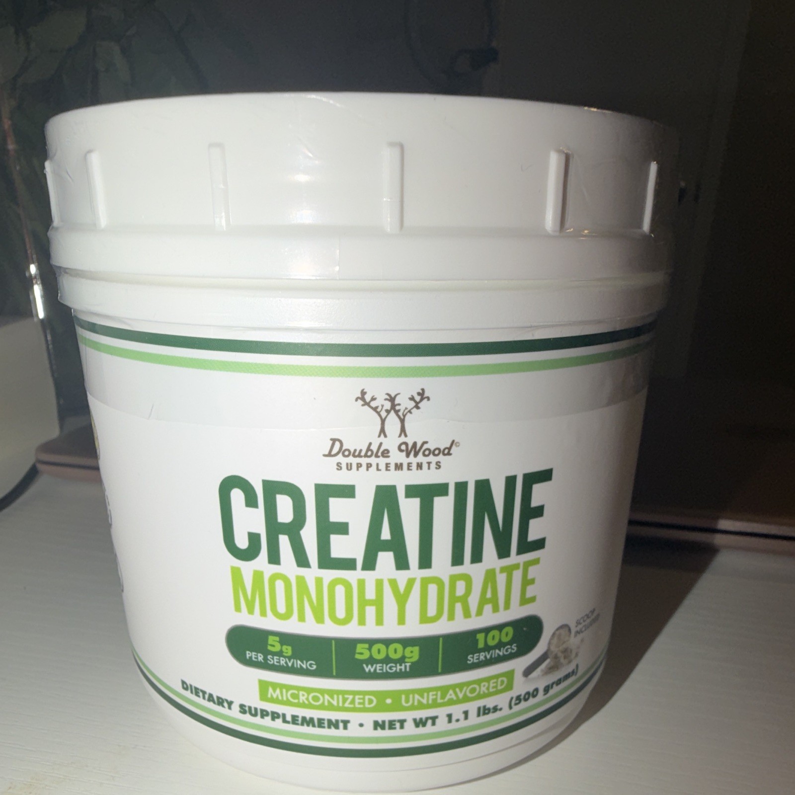 Double Wood Supplements Micronized Creatine Monohydrate Powder Unflavored 500g
