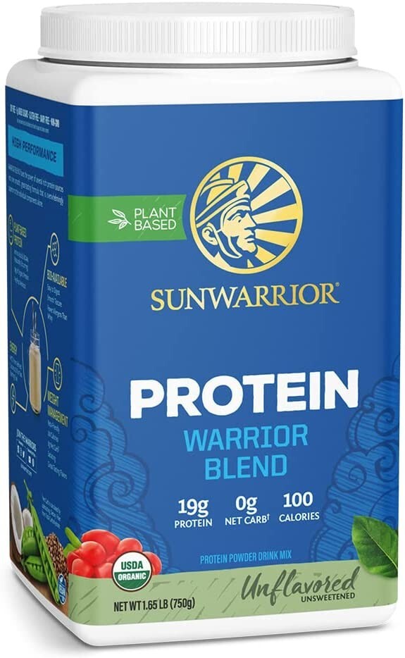 Sunwarrior Warrior Blend Organic Vegan Protein Powder BCAA Unflavored 1.65 lbs