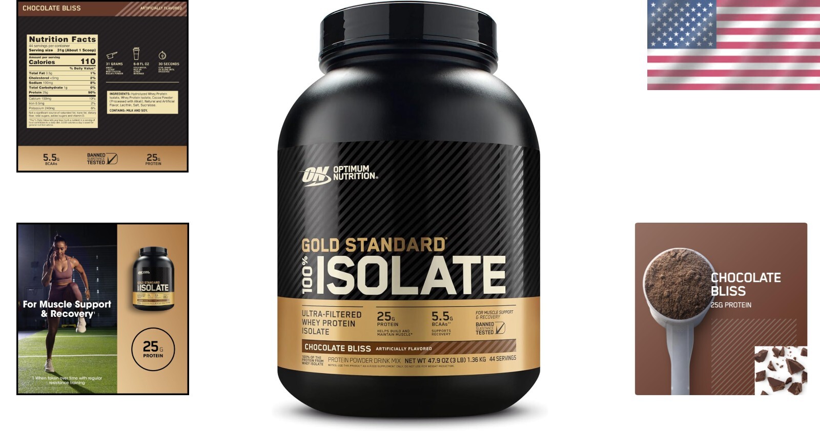 Gold Standard 100% Whey Protein Isolate – Chocolate Bliss, 3 lbs, 44 Servings