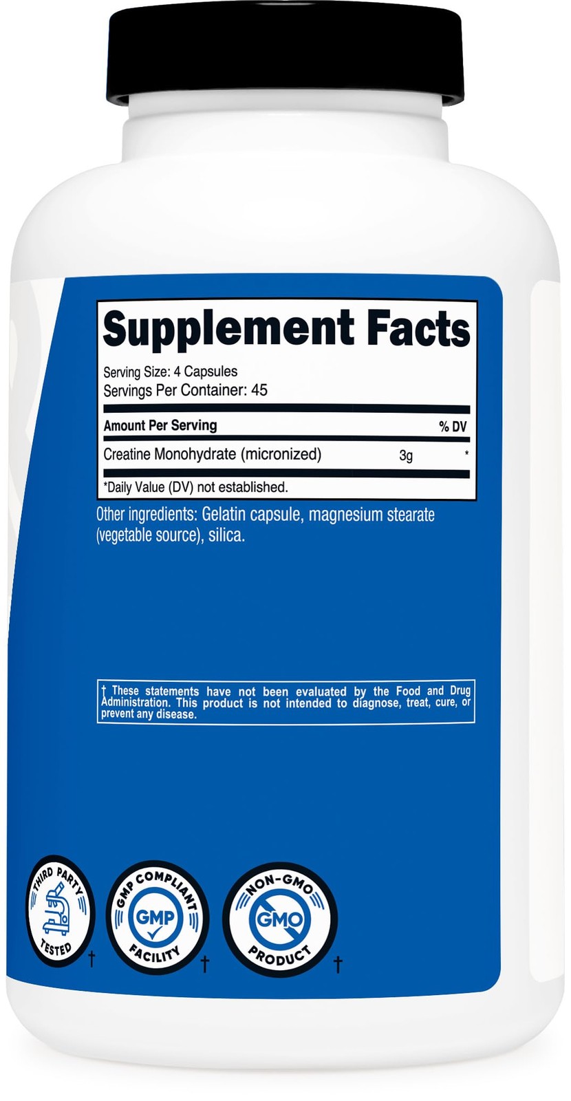 Nutricost Creatine Monohydrate 3,000mg, 180 Capsules 180 Count (Pack of 1)