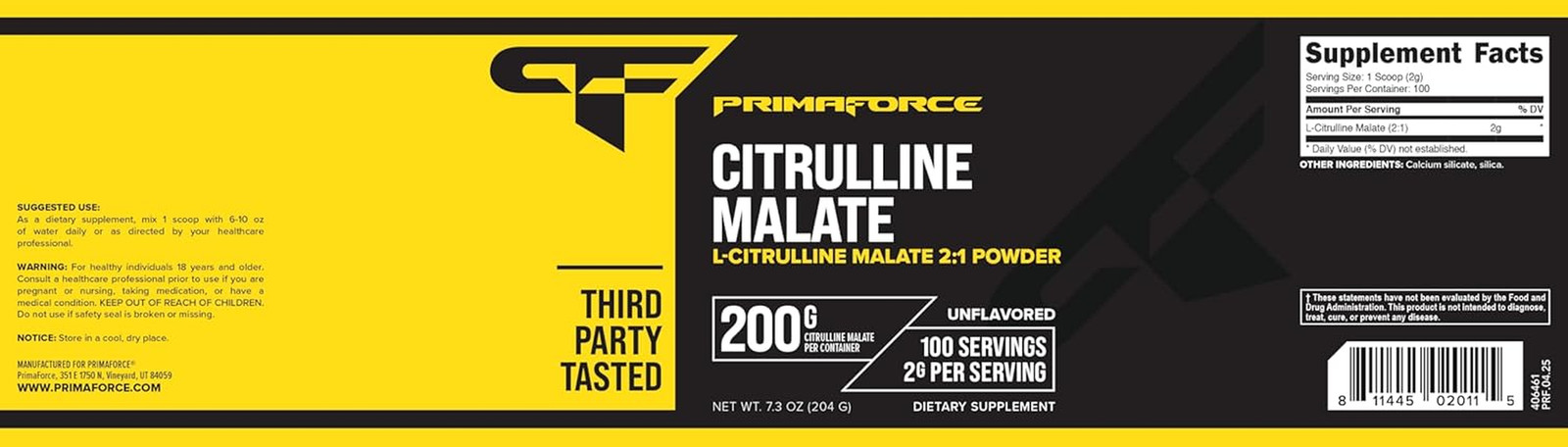 L-Citrulline Malate Powder, Unflavored Pre Workout Supplement, 200 Grams – Boost