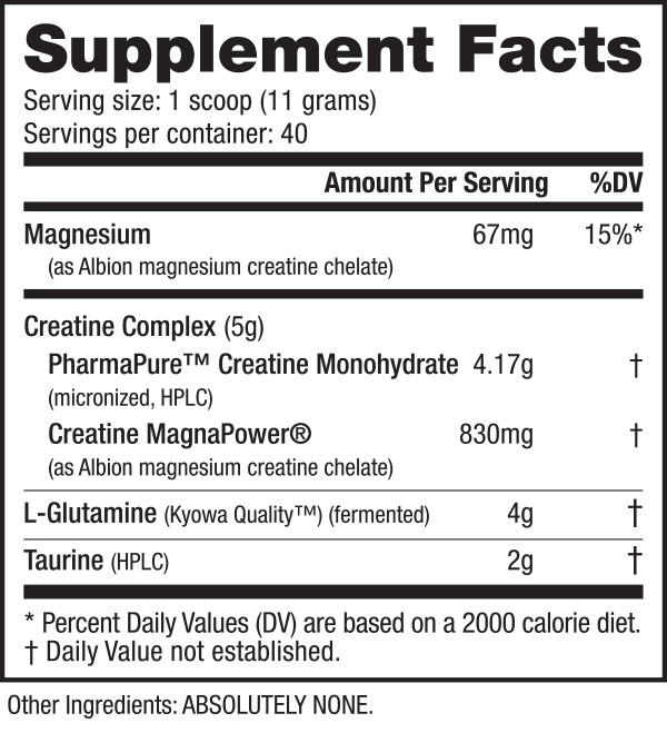 NutraBio CGT Max 40 servings Creatine Glutamine Taurine Unflavored ATP Recovery