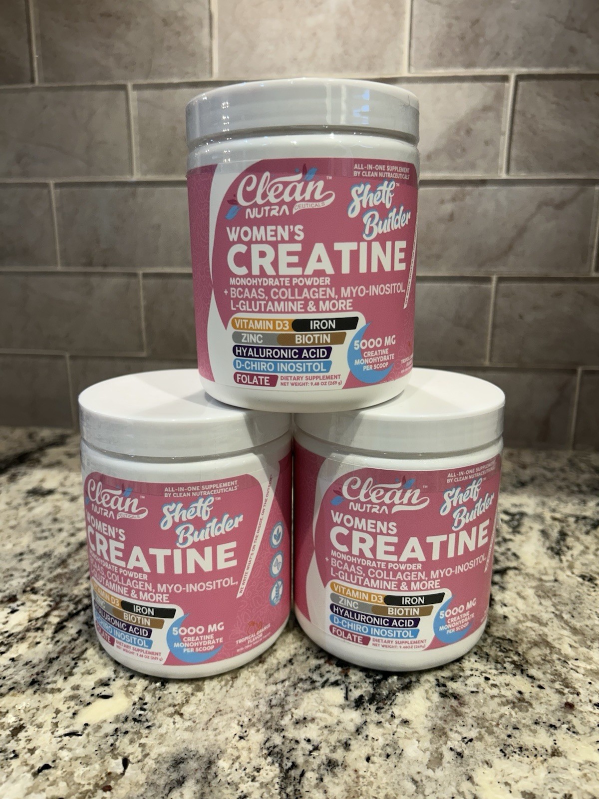 Clean Nutra Creatine Monohydrate, BCAA & Collagen Powder for Women 5000mg 3 PACK