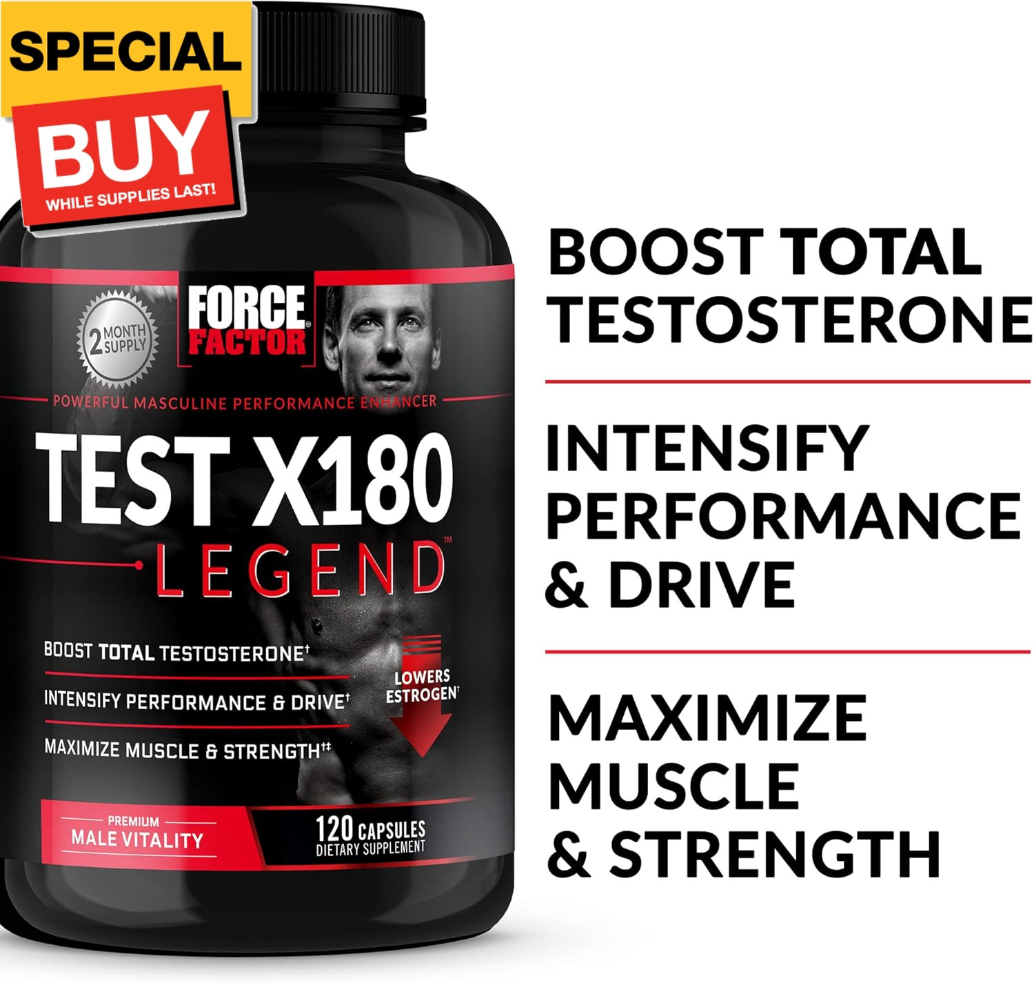 Test X180 Legend Testosterone Booster for Men to Build Muscle & Strength, Perfor