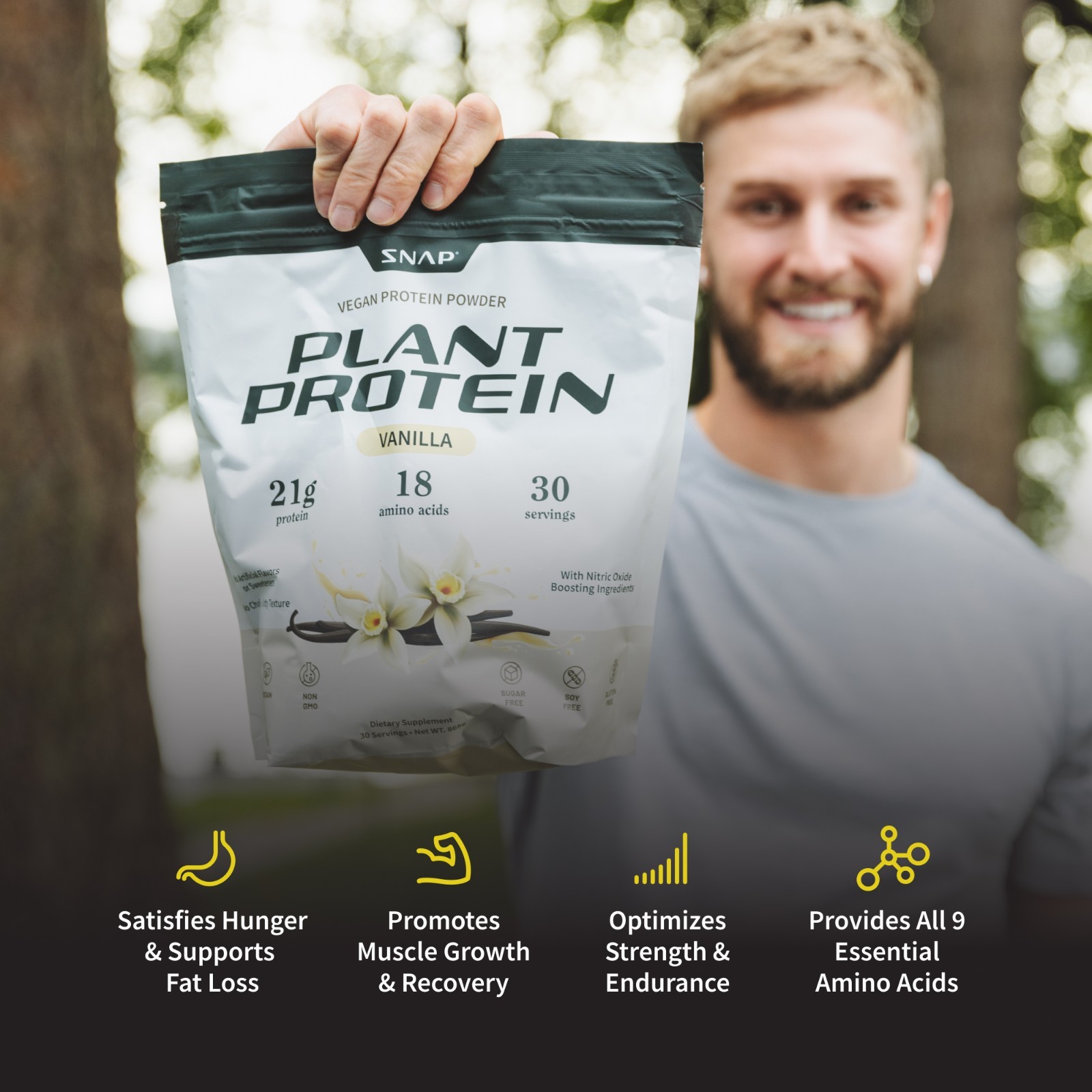 Vegan Plant Protein Organic Powder, Muscle Builder & Recovery Vanilla – 2lbs