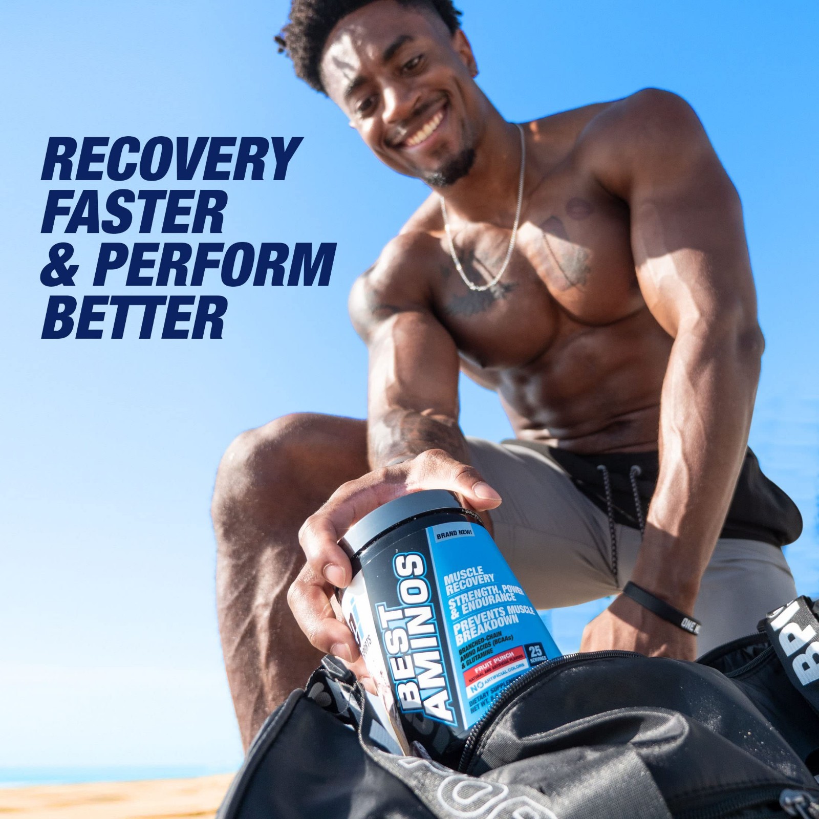 BCAA Amino Acid Powder for Post Workout Recovery & Hydration – Fruit Punch, 125