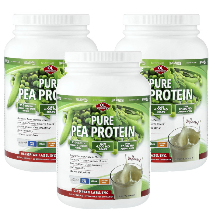 Olympian Labs Pea Protein Unflavored 843.75 grams Each (Pack of 3)