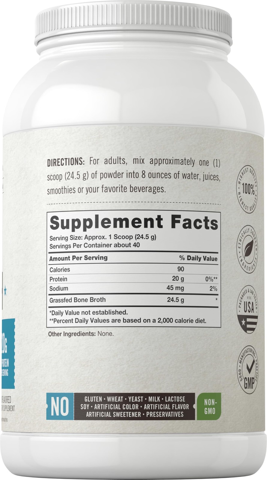 Carlyle Grass Fed Bone Broth Protein Powder | 35.2 oz 2.2 Pound (Pack of 1)
