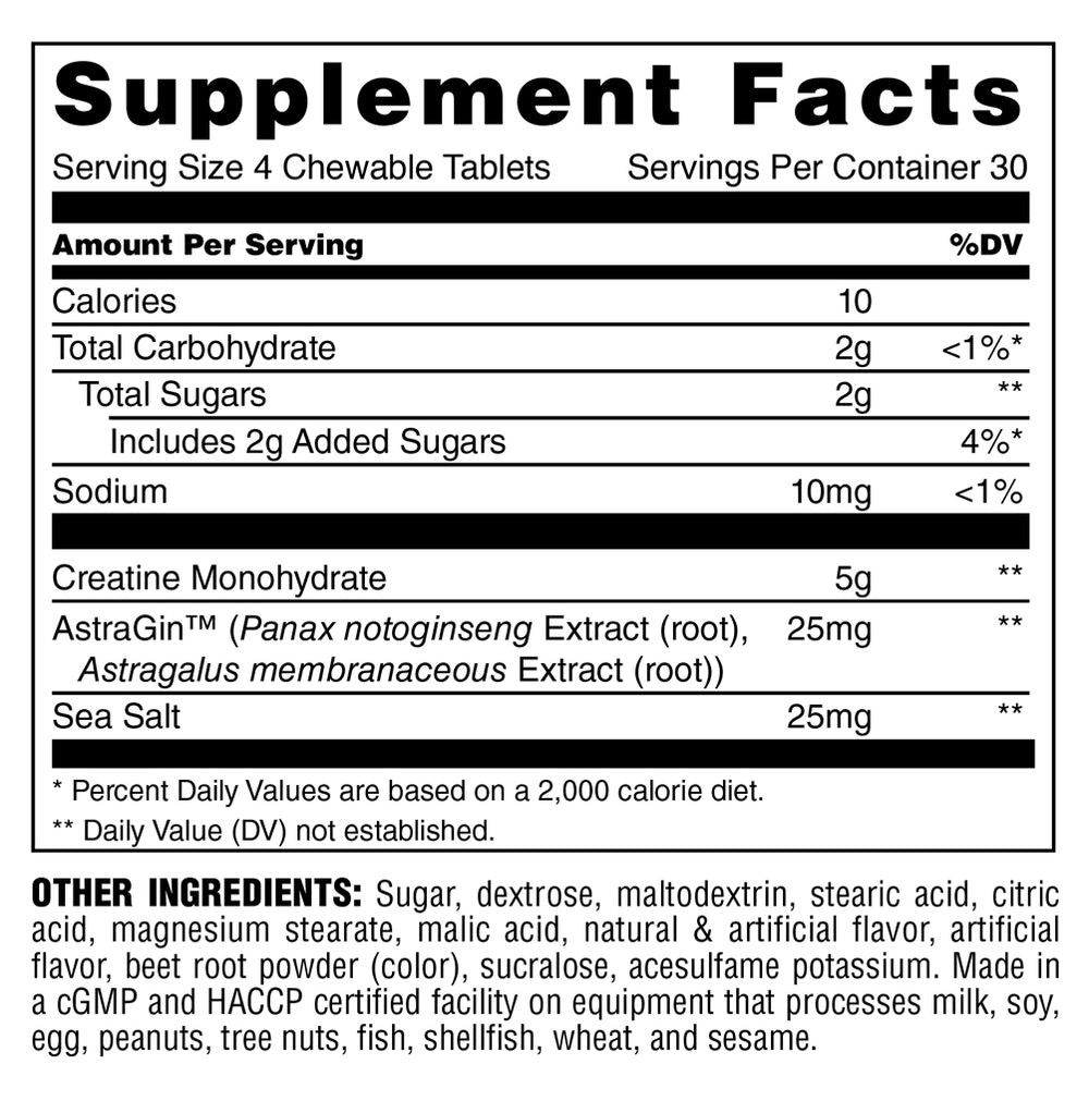 Universal Nutrition ANIMAL Creatine Chews Monohydrate 120 Fruit Punch Chews 2/25