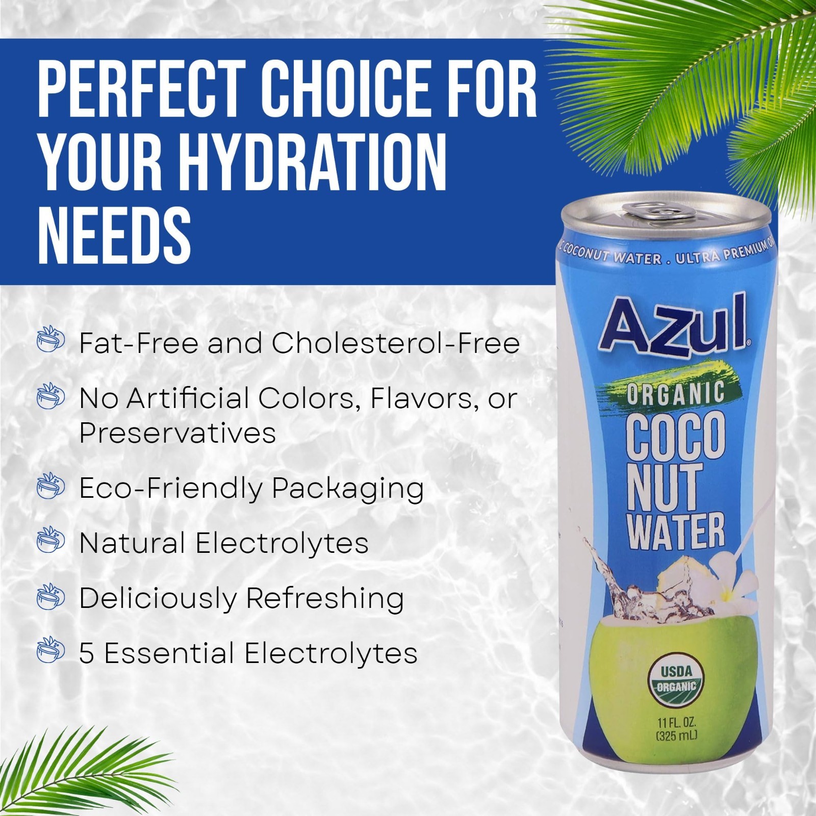 Organic Coconut Water – Natural Hydrating Electrolyte Drink, No Sugar, Gluten Fr