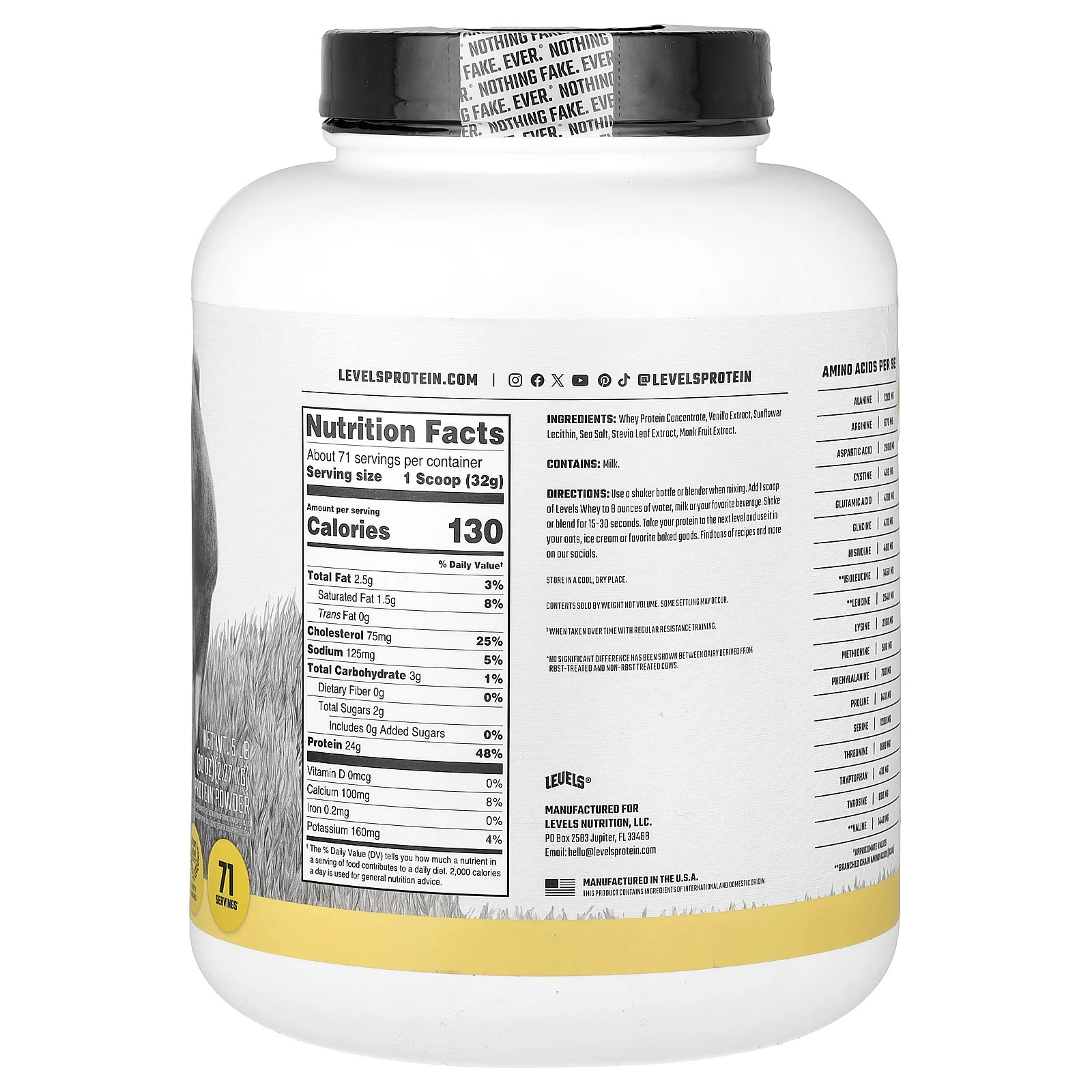 Grass Fed Whey Protein Powder, Vanilla Bean, 5 lb (2.27 kg)