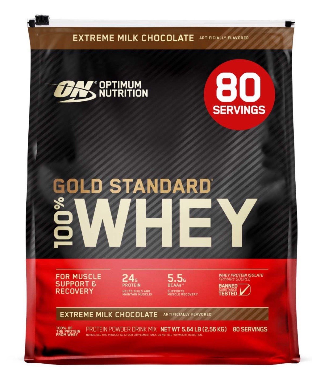 Optimum Nutrition Gold Standard 100% Whey Protein Powder Milk Chocolate 5.64 lbs