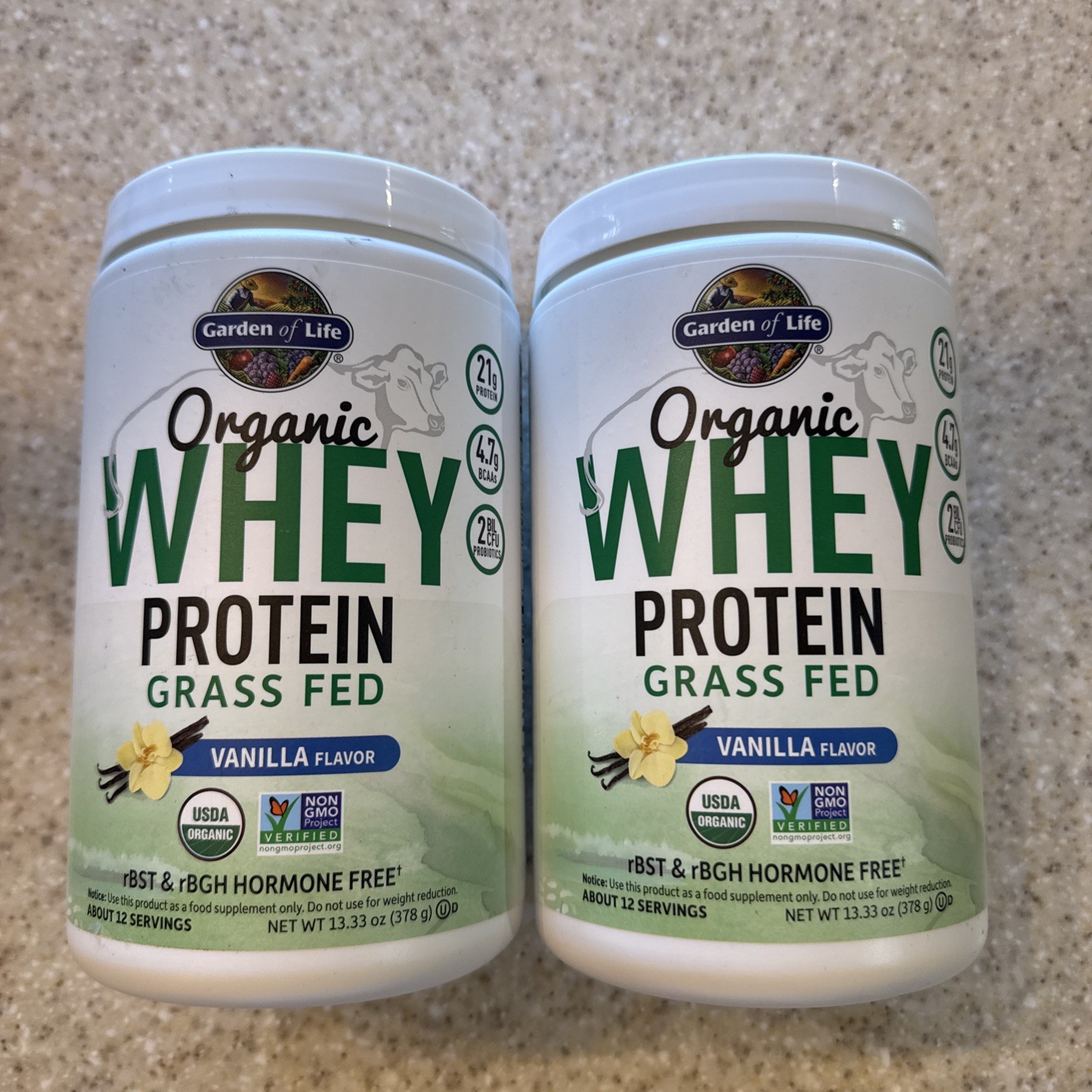 2 X Garden of Life Organic Whey Protein, Grass-Fed, Vanilla, 13.33 oz (378 g)