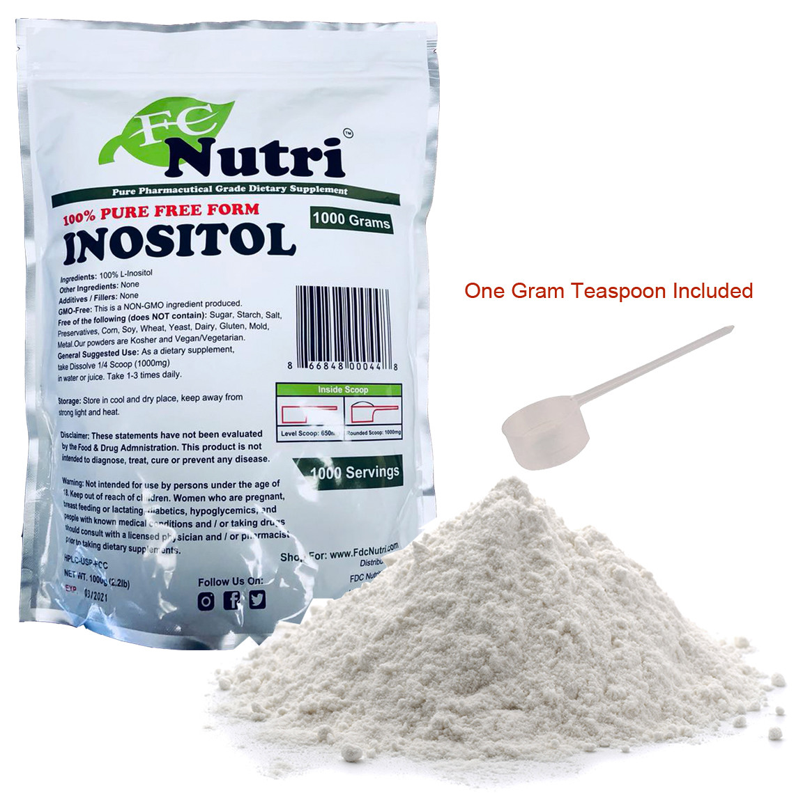 2.2lb (1000g) PURE INOSITOL POWDER PHARMACEUTICAL GRADE MOOD STRESS ANXIETY