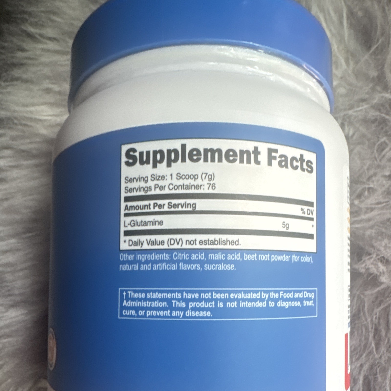Nutricost L-Glutamine Amino Acid Powder Fruit Punch 500g 76 Servings 5g