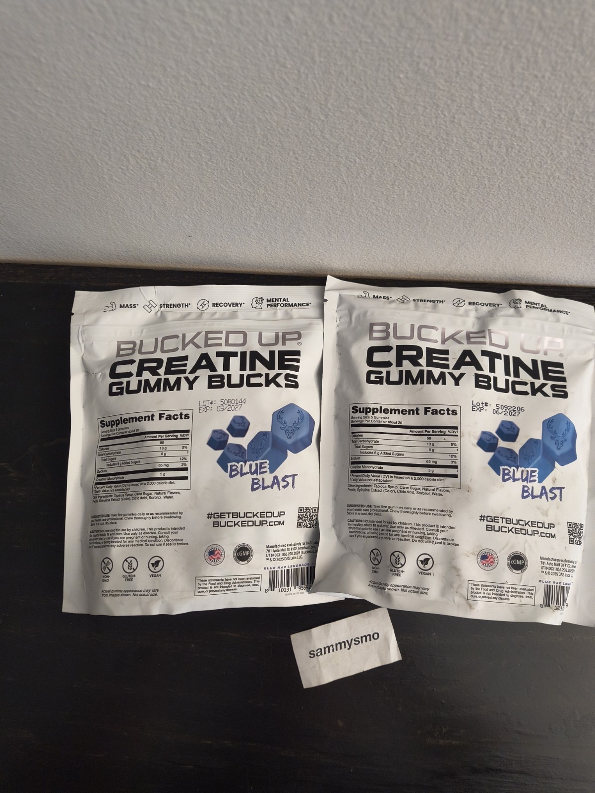 Bucked Up Gummy Bucks, Gummies Blue Blast 5g 20 Servings, 17.6 oz x2 exp 2027