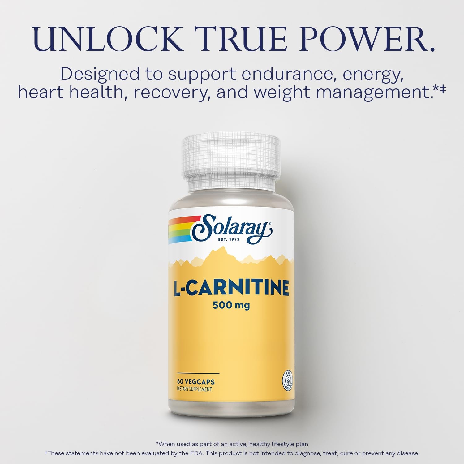 Solaray L-Carnitine 500 Mg Form Amino Acid Lab Verified Gmp Facility 60-Day