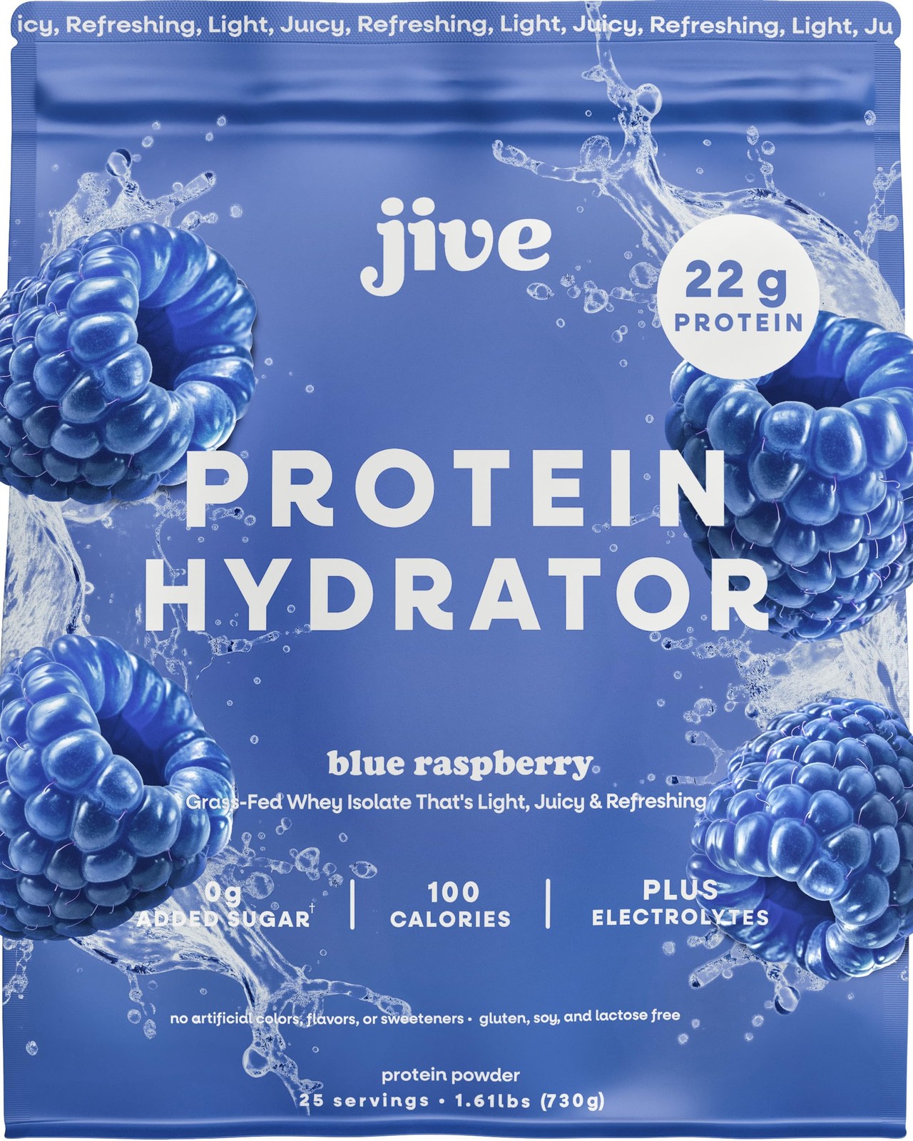 Jive Clear Protein Powder 22g GrassFed Whey Isolate, 25 Servings Blue Raspb…