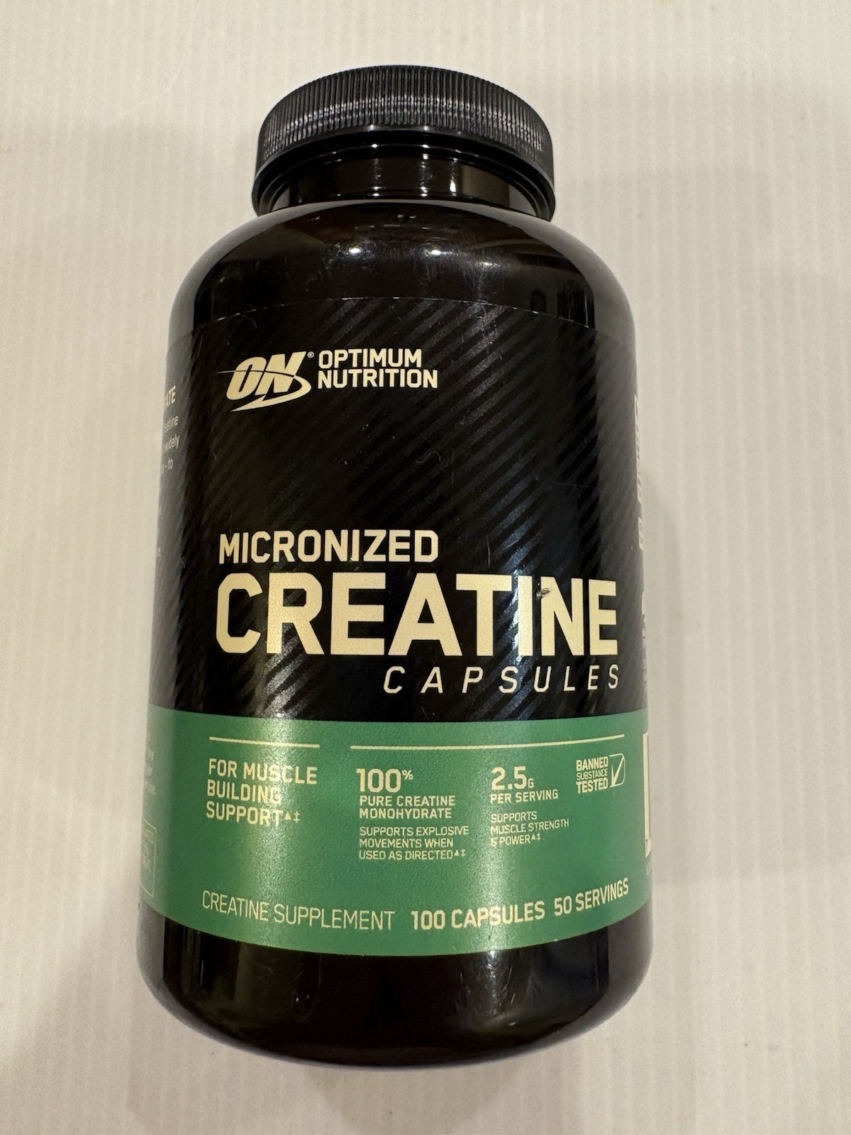 Micronized Creatine Capsules, 100 Capsules (1.25 g per Capsule) Expires 8/2026