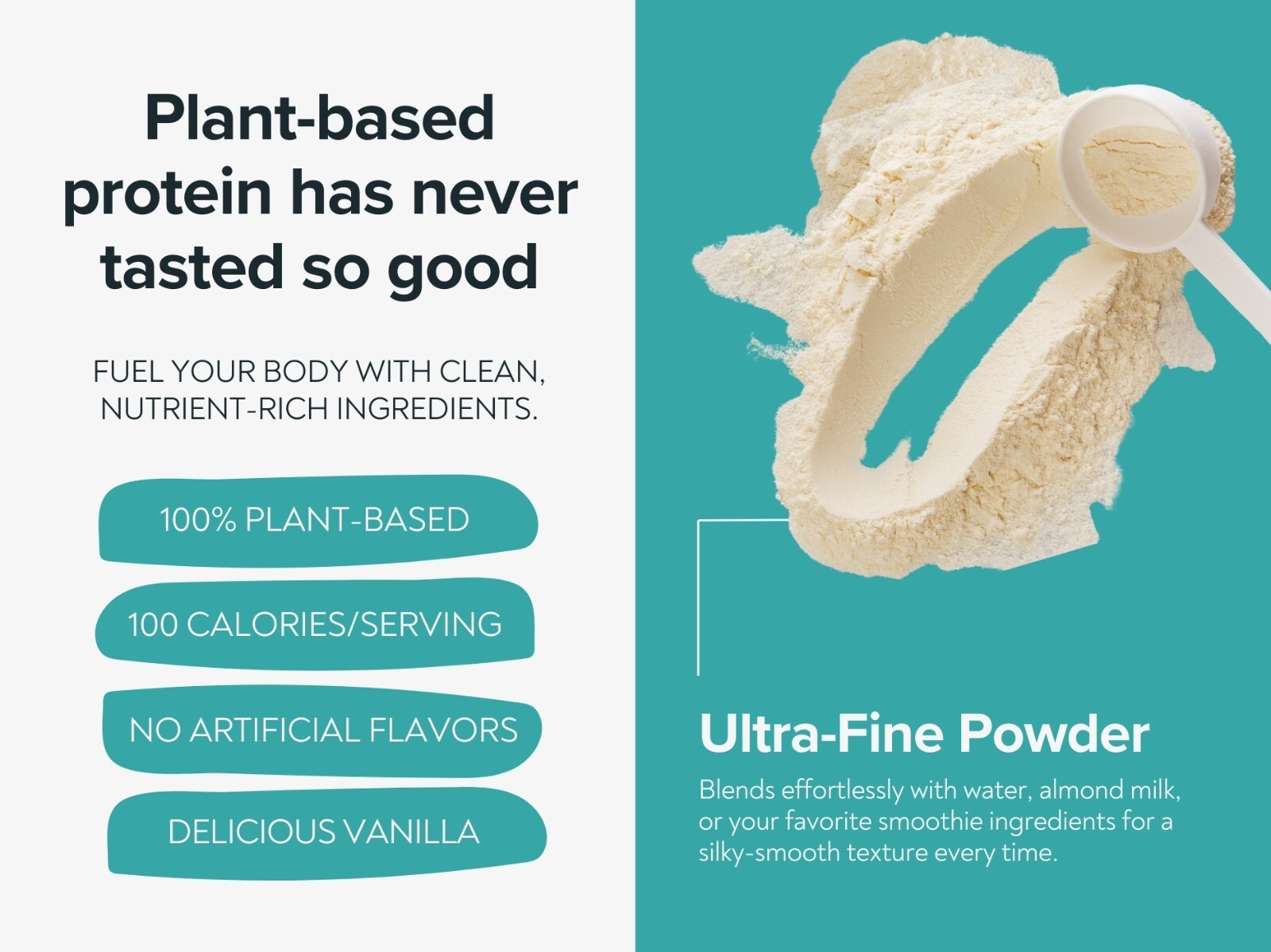 Organic Vegan Protein Powder- Vanilla,20g Protein-Only 5 Simple Ingredients 8 oz