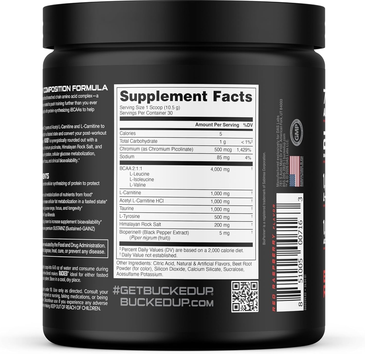 Bucked Up Racked Blood Raz | Intra Workout BCAA 211 Formula with L Carnitine …