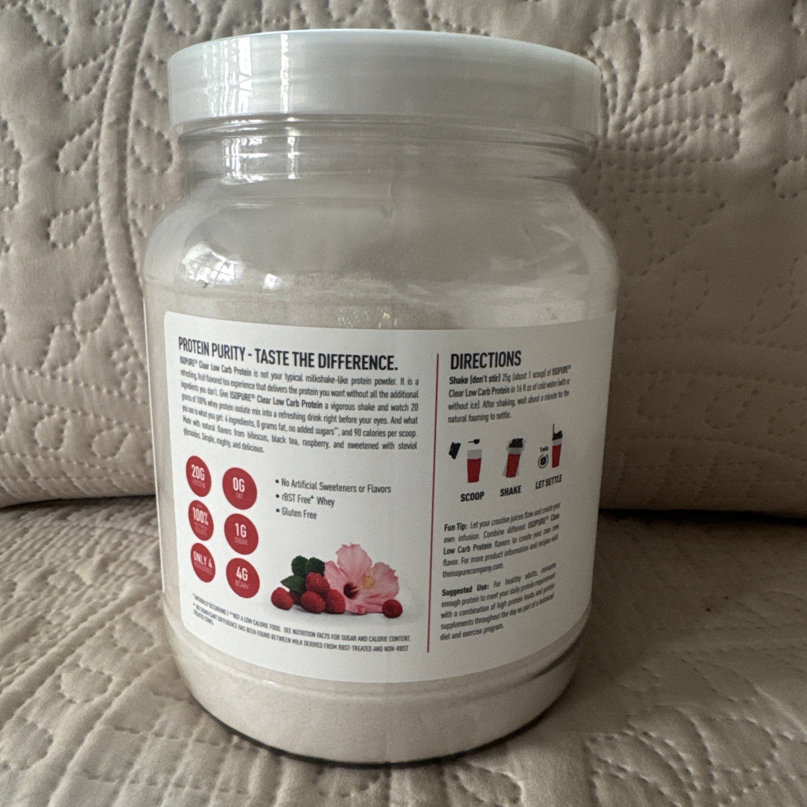 Isopure Clear Low Carb Whey Protein Isolate Raspberry Island Tea 14.1 oz NEW
