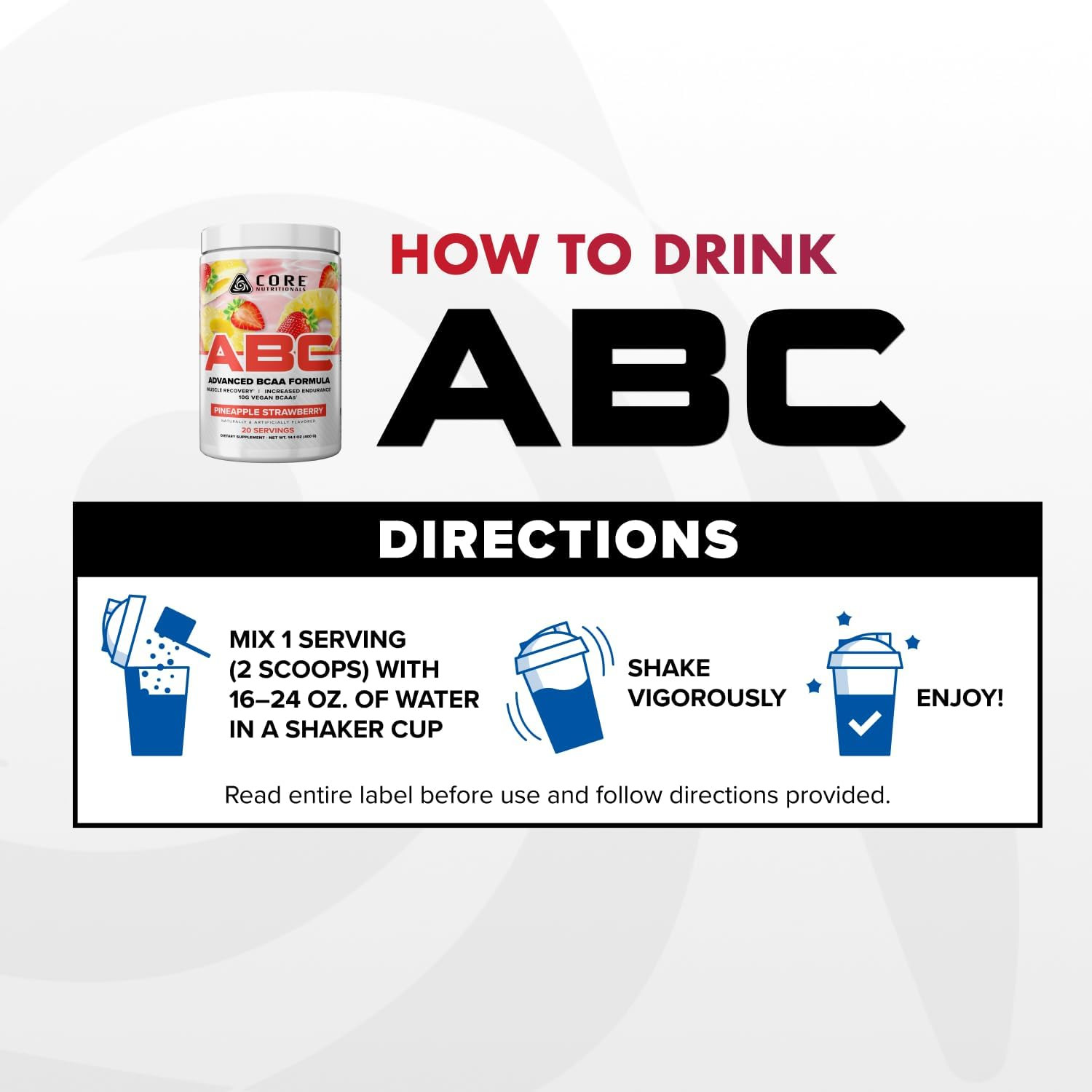 ABC Advanced BCAA Supplement | Amino Acid Recovery Blend | with Glutamine, Beta