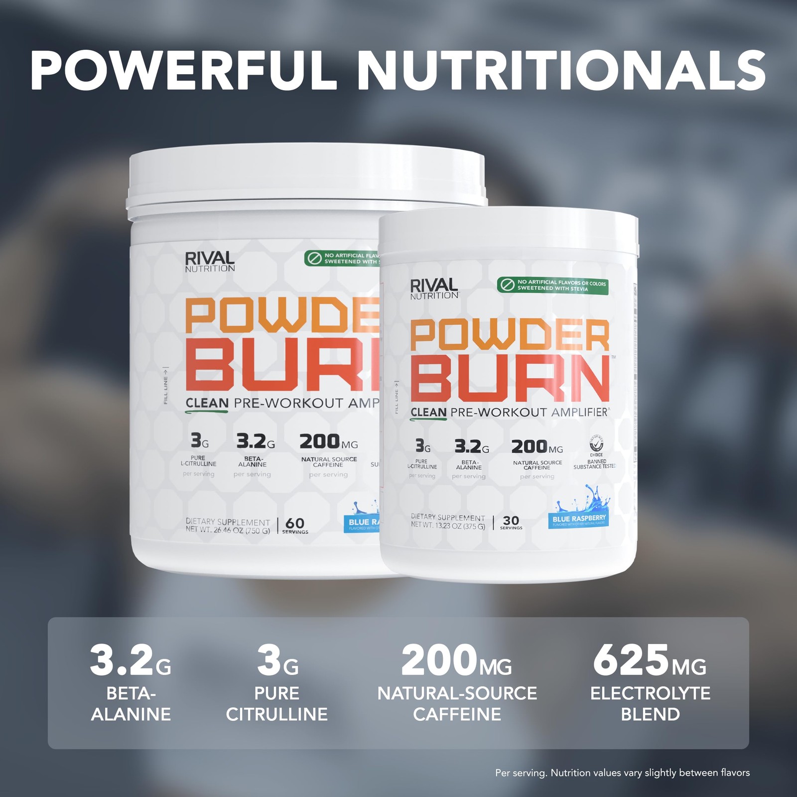 RIVAL NUTRITION Powder Burn Pre-Workout Energy for Men and 30 Servings