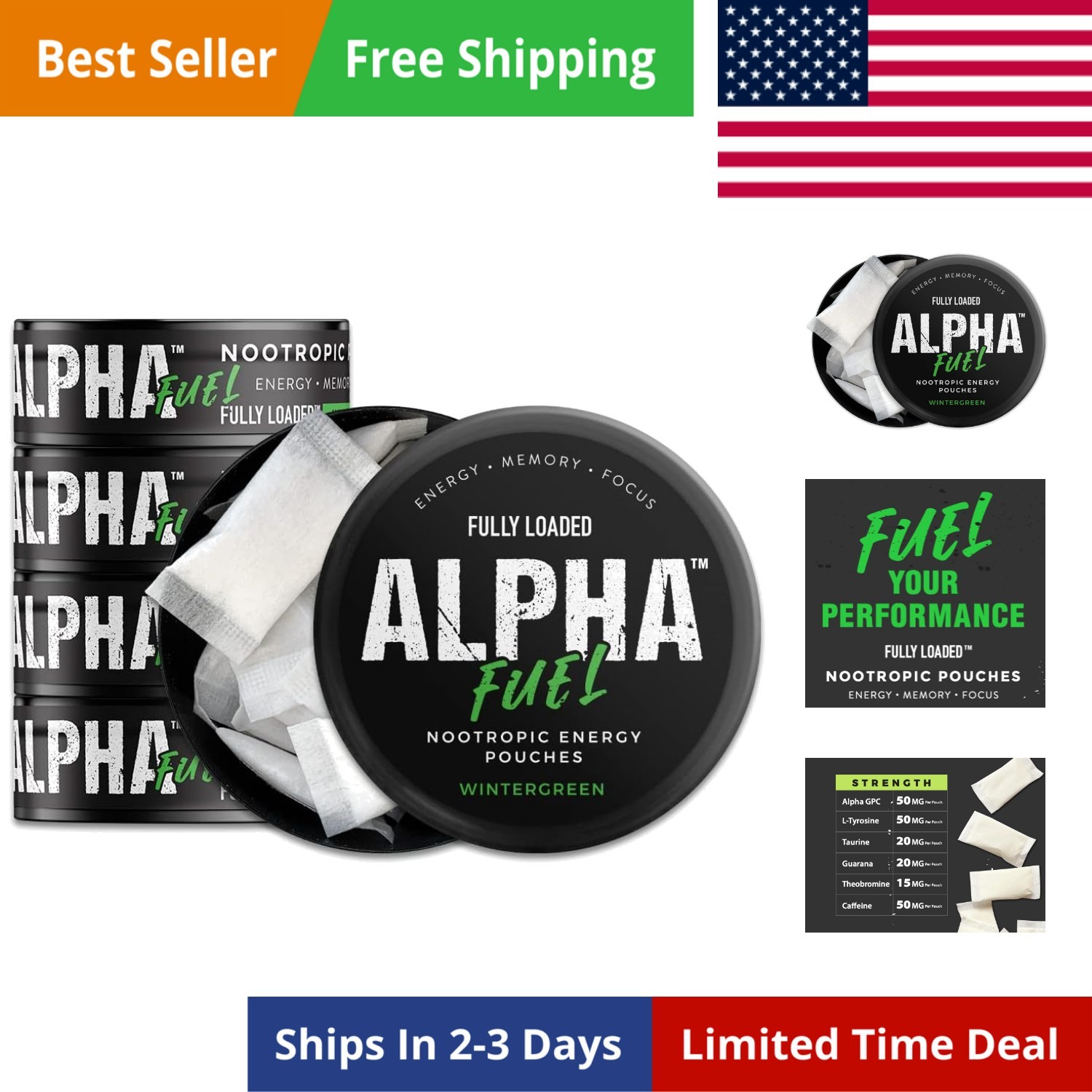 Fully Loaded Alpha Fuel Nootropic Pouches Wintergreen Fuel – Nootropic Energy…