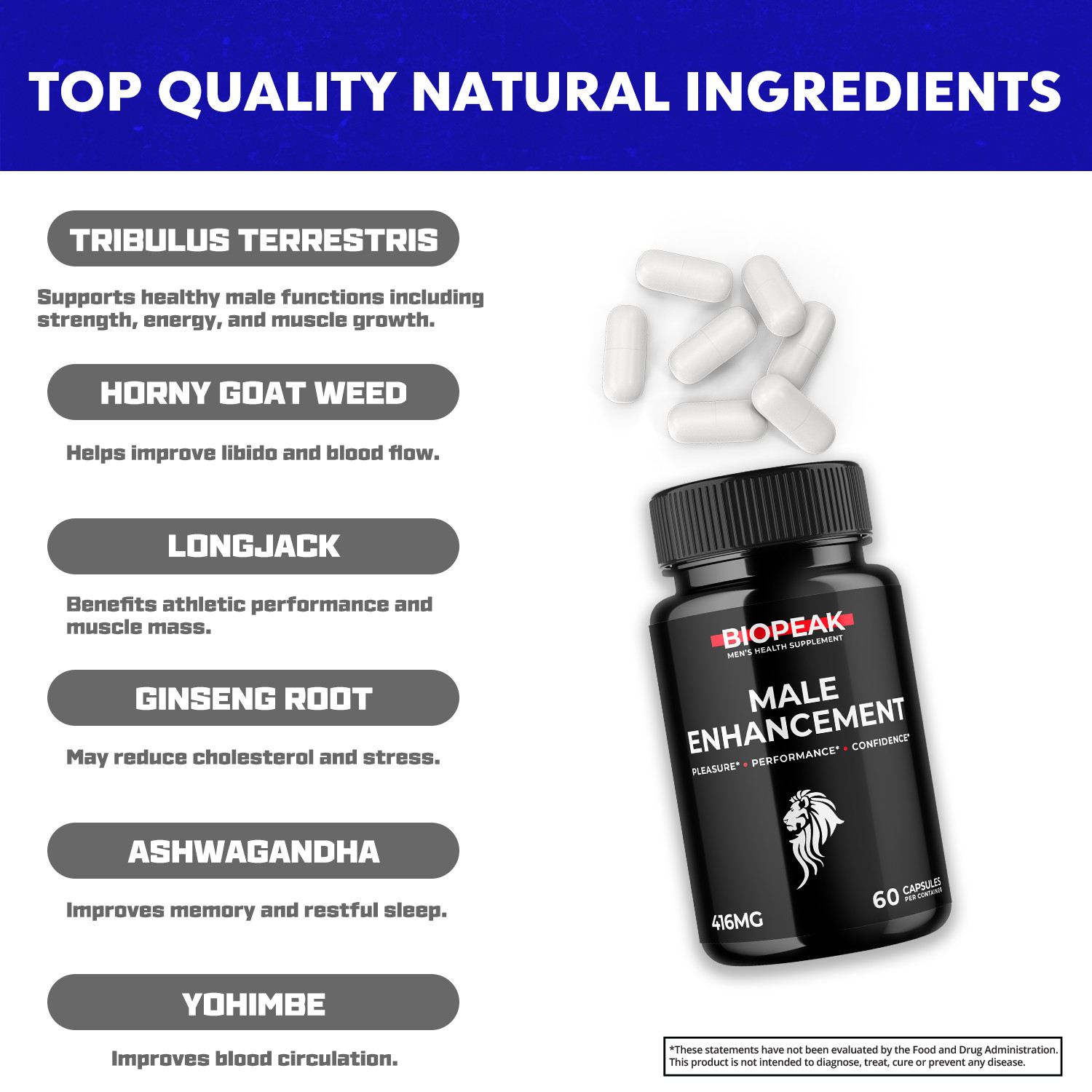 (5 Pack) Biopeak for Men, Bio Peak Advanced Male Support Pills (300 Capsules)