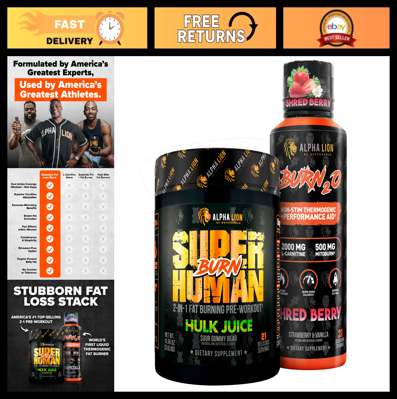 Stubborn Fat Loss Stack – Thermogenic Pre Workout & Liquid L-Carnitine 2000mg –