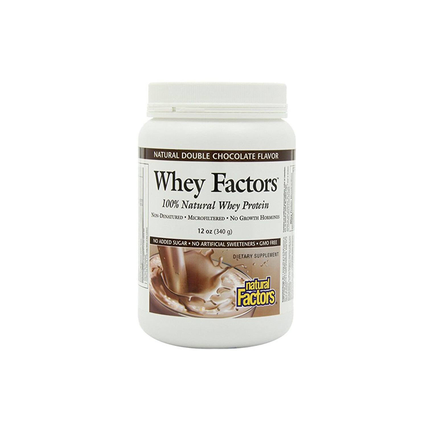 Natural Factors, 100% Natural Whey Protein, Double Chocolate, 12 Ounces