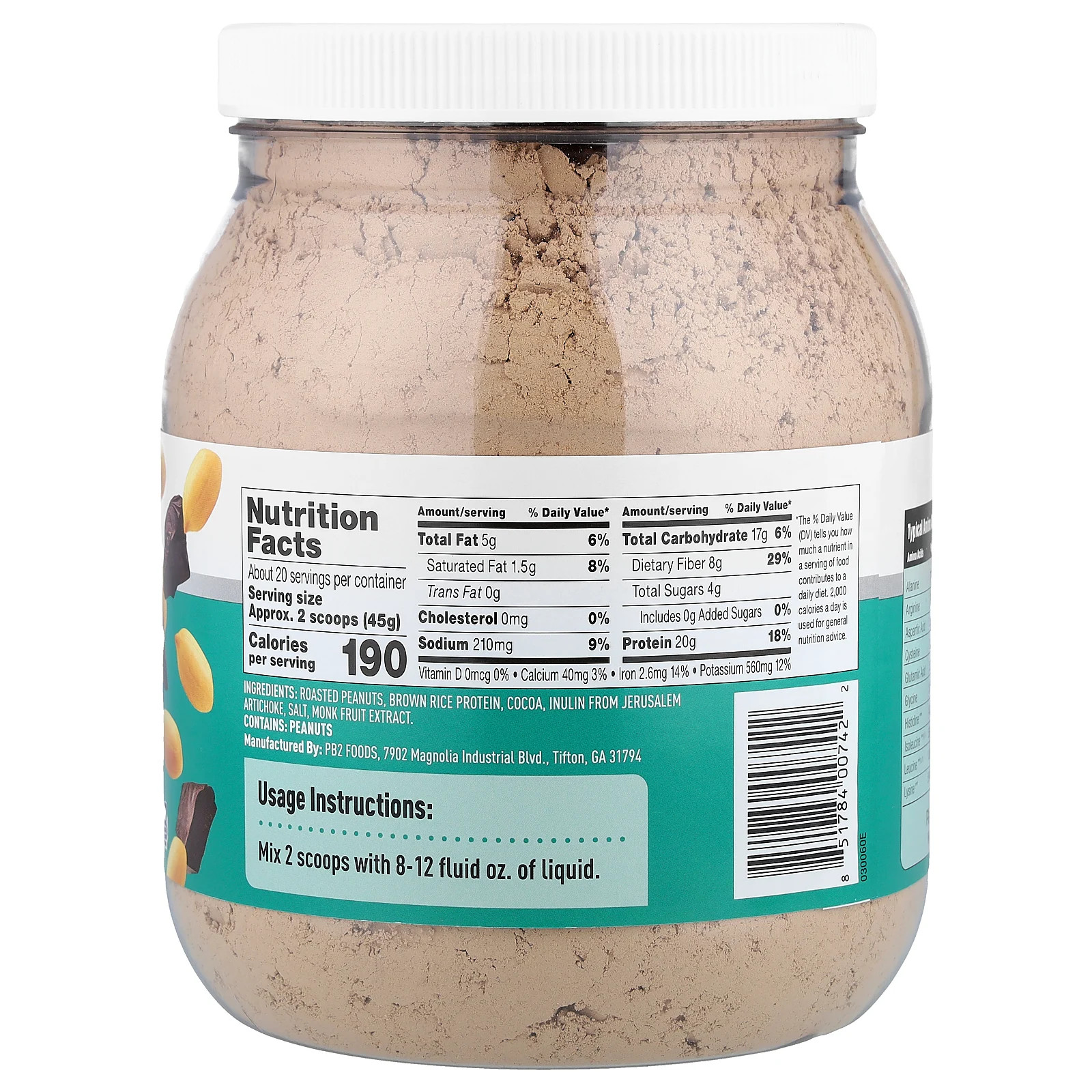 Peanut Protein with Dutch Cocoa, 32 oz (907 g)
