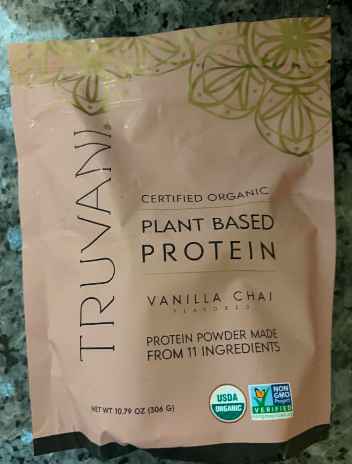 Truvani Organic Plant Based Protein Powder Vanilla Chai 10.79 oz EXP 10/2027