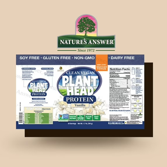 Genceutic Naturals Plant Head Protein Vanilla 1.7 lbs / 780 g Each (Pack of 4)