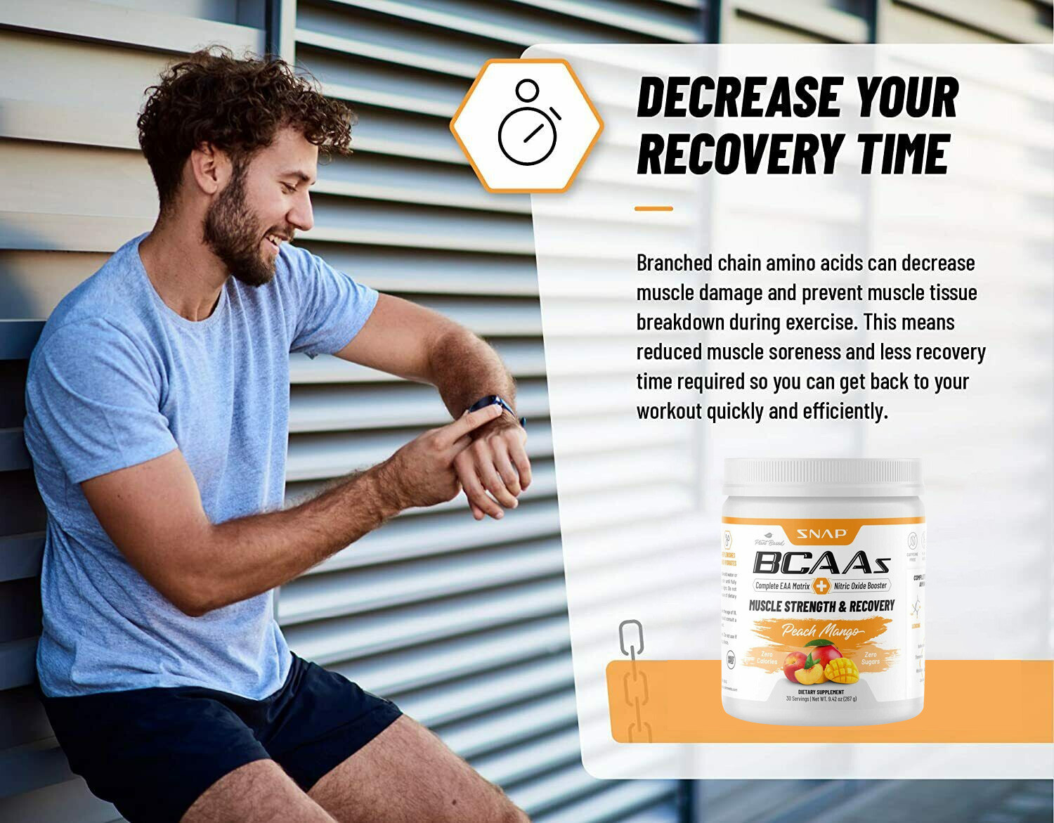 Snap Supplements Peach Mango BCAA Powder – Amino Energy – 2 Pack