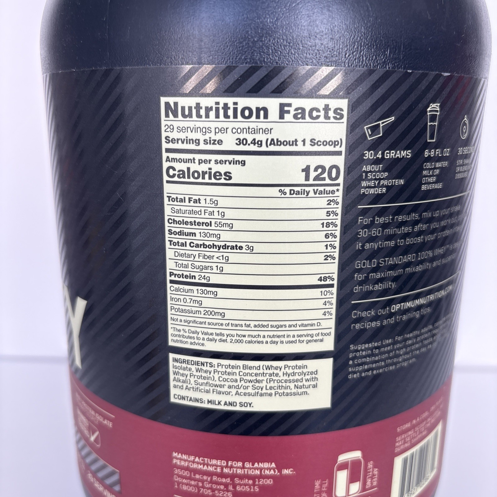 Optimum Nutrition Gold Standard 100% Whey, Double Rich Chocolate, 2lbs 8/2026